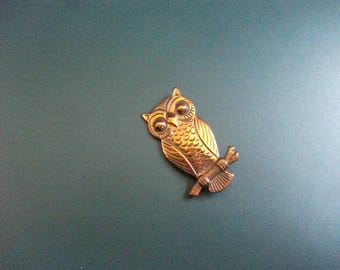 Vintage Copper Perched Owl Brooch Pin