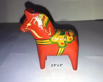Vintage Hand Carved Swedish Dala Horse
