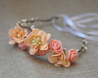 bohemian wedding wedding headpiece flower wedding flower crown hair wreath flower headband head piece wedding wreath rustic wedding crown