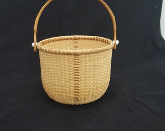 8" Round Cherry Nantucket Basket