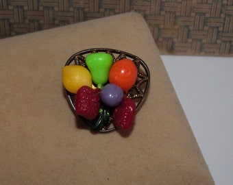 Upcycled Vintage Plastic 1950s Fruit Bowl Brooch