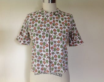 1960s cotton novelty print blouse