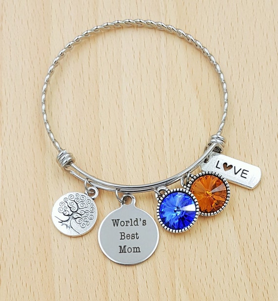 Mom Bracelet with Birthstones Birthstone Bracelet Mom Gift Bracelet for Mom Gift for Mom Gifts for Mom Worlds Best Mom