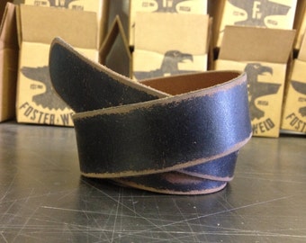BLEMISHED - Distressed Black Leather Belt by Fosterweld