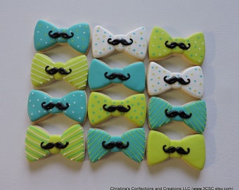 Adorable little man Bow Tie cookies with Mustache (#2392)