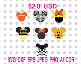 Halloween Mickey Minnie Ears Minnie Bow Svg Dxf Eps Png Jpg Cdr Ai Cut Vector File Silhouette Cameo Cricut Design Vinyl Decal