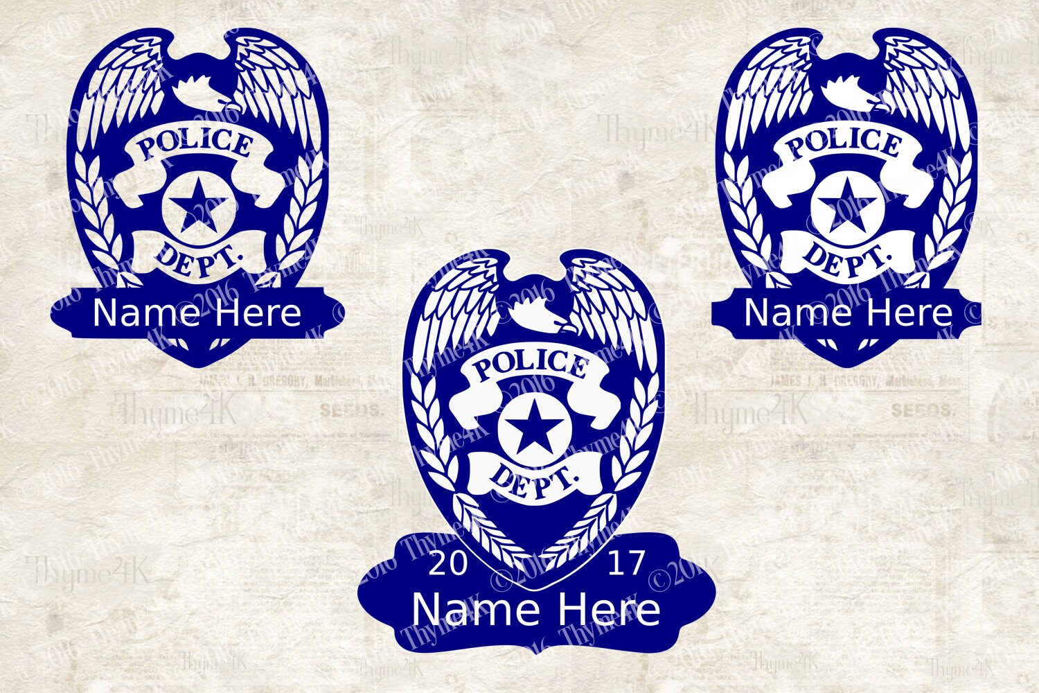 SVG Digital Design Police Department Emblem Add your own name, date
