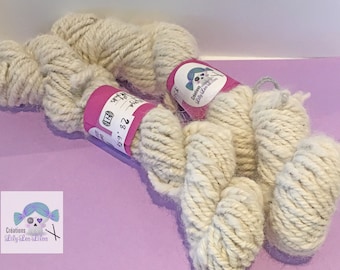 Quebec Alpaca 100% wool 3 ply twisted has 3 strands aran weight natural color white