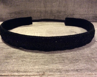 Black Sparkle Nonslip Headband, Noslip Headband, Sparkle Headband, Sports Headband, Running Headband, Athletic Headband