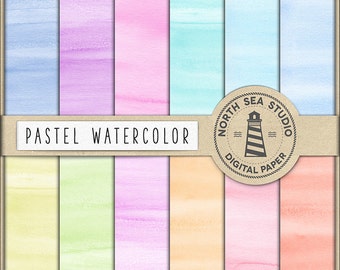 BUY 5 FOR 8, Pastel Watercolor Digital Paper, Pastel Watercolor Backgrounds, Watercolor Papers, Hand Painted Scrapbook Paper