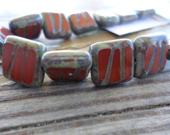 Czech Squares Beads 10x10 mm 12 pc strand