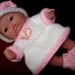 Lots To Love, Berenguer, Miniature Tiny Doll - Too Cute For Words Baby - 5" Tall -Pink and White Knit Dress