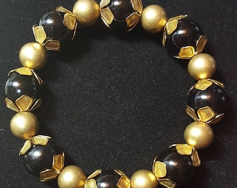 B&G beaded raw brass bangle