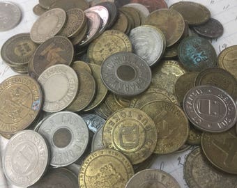 Set of 3 Tokens -vintage assortment transit tokens - bus fare token - subway token - token lot- vintage token