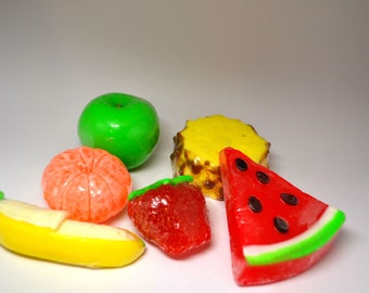 Fruit set soap set fruit soap delicious gift strawberry summer fruit fragrant soap hand made soap yellow pineapple