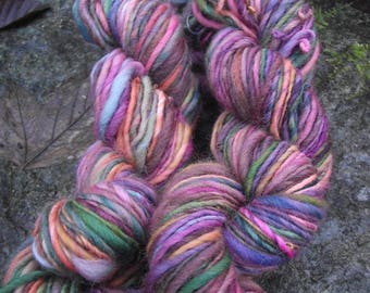 Handspun yarn, handpainted hand dyed yarn, soft Organic Polwarth wool, multiple skeins available-Faerie Tale