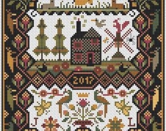 LONG DOG SAMPLERS Black House counted cross stitch patterns at thecottageneedle.com medieval