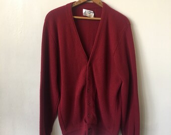 Vintage Burgundy London Fog 1980's 80's Grandpa Cardigan Maroon Cardigan Sweater