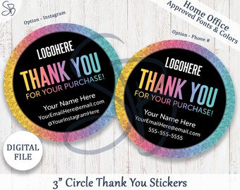 Thank You Stickers - Personalized Floral Chalkboard 3" Circle - Thank You Cards, Fashion Retailers, LLR Inspired, Home Office Approved