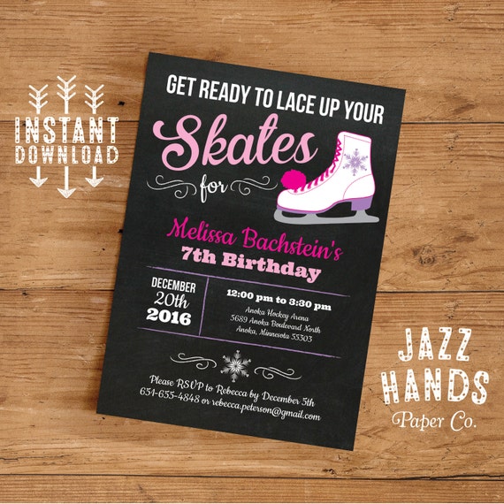 Ice Skating Birthday Invitation Template DIY Printable Ice Ice Skating Birthday Invitation Template DIY Printable Ice