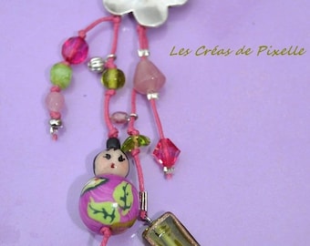 Necklace with polymer clay character
