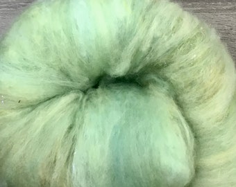 Green Textured Batt for spinning and Felting