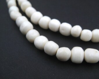 Bulk! 8mm African Bone Beads - Bone Nugget Beads - Recycled Cow Bone - White Bone Beads Wholesale Jewelry Supplies - Kenya (BON-RND-WHT-283)