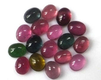 10 Pieces Multi Tourmaline oval shape Cabochon calibrated size