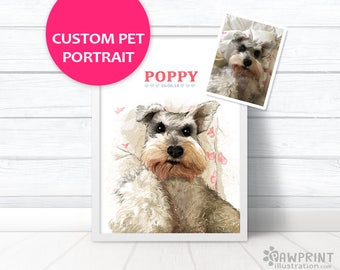 Dog Memorial Portrait - Custom pet portrait pet loss gifts, Dog memorial pet loss portrait, Custom dog gift, pet memorial gift pet painting