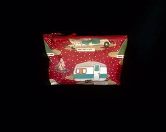 Vintage Trailer Glamping Print Cosmetic Bag