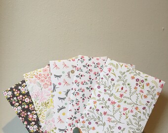 Floral Summery Double Sided Handmade 5" by 7" Sized Envelopes | Pen Palling | Wedding Invitation | Scrap Booking |