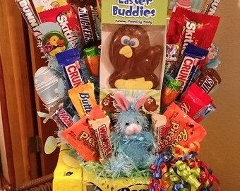 Blue Bunny Peeps Happy Easter Candy Bouquet Easter Candy