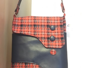 Vintage look Scottish tweed handbag