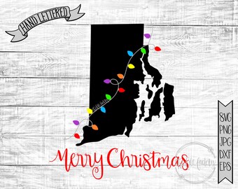 Merry Christmas Rhode Island Christmas Lights SVG / Merry Christmas Y'all Cut File and Printable / Commercial Use
