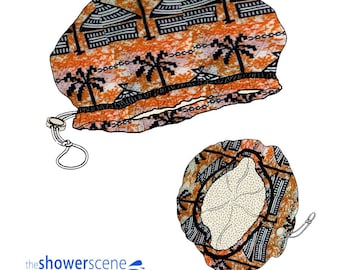 Shower Cap - African Village - Shower Hat for MEN & WOMEN