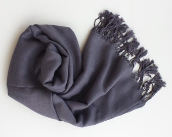 CHARCOAL GRAY PASHMINA. Pashmina Shawl. Pashmina Scarf. Bridesmaid Gifts. Wedding Favors.