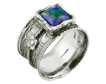 Silver Lapis Luzuli ring, sterling silver ring, jewelry, Blue ring, solitaire ring, March birthstone ring, birthday gift, handmade