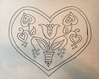 Valentines Boquett Heart Rug Hooking Pattern