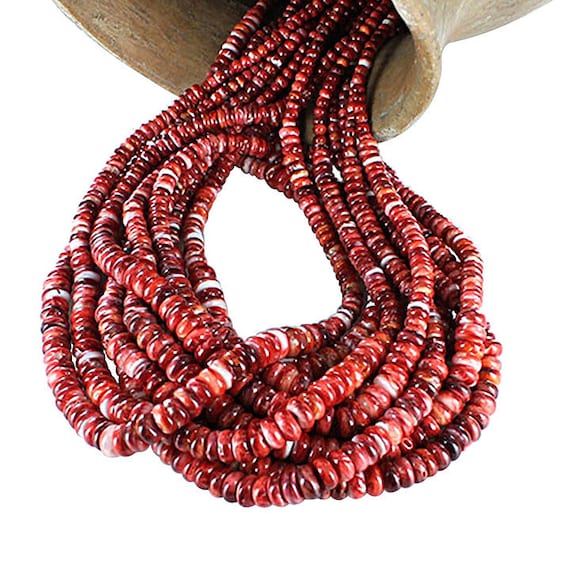 RED SPINY OYSTER Beads Graduated Rondelles 4-8mm 16