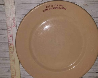 Vintage Militaria 1941 Camp Stewart Ga. 207th. C.A. AA Perfect condition. Scammells Trenton China. 9 1/2" Wide.