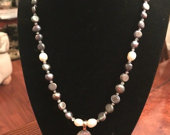 Freshwater Pearls with Paua Shell Pendant