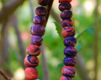 Polymer clay bracelet in coral and violet in Tattoostyle