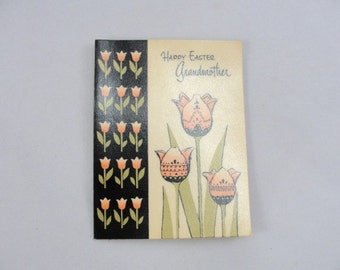 Vintage Easter Card Grandmother Grandma Gibson brand Tulips