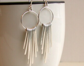 Fringe Hoop Earrings. Metal Earrings. Metalwork Earrings.