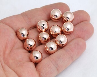 12mm Plastic Ball Beads, Rose Gold Ball Beads, Ball Charms, Spacer Beads , CHK84