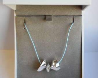 Handmade Sterling Silver Abacus Necklace in Blue.