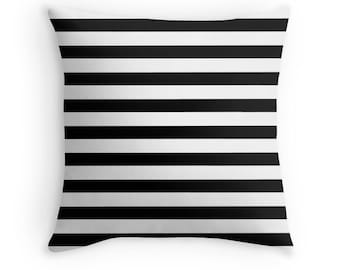 Black and White Stripe Pillow, Black White Decorative Pillow, Black Pillow, Black and White Stripe Toss Pillow, Black and White Decor, Black
