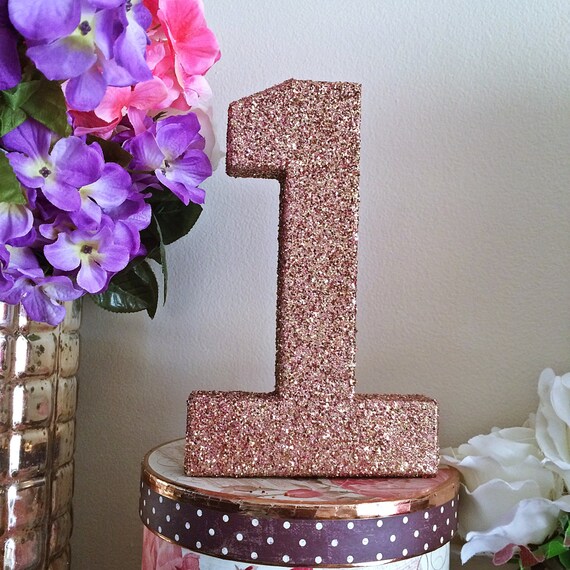 Rose Gold Number 1 One Glitter Letters st Birthday 1st