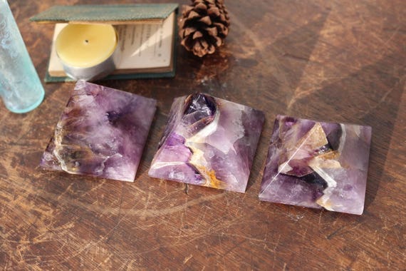Chevron Amethyst Pyramid in 3 Sizes, Amethyst Pyramid, Polished Chevron Amethyst, Healing Crystals, Purple Crystal Pyramid, Altar Stone