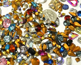 150 Plus Swarovski Rhinestone Mix Chaton Navette Baguette Oval Octagon Pointed Back Foiled Crystal Clay Jewelry Making Nail Art